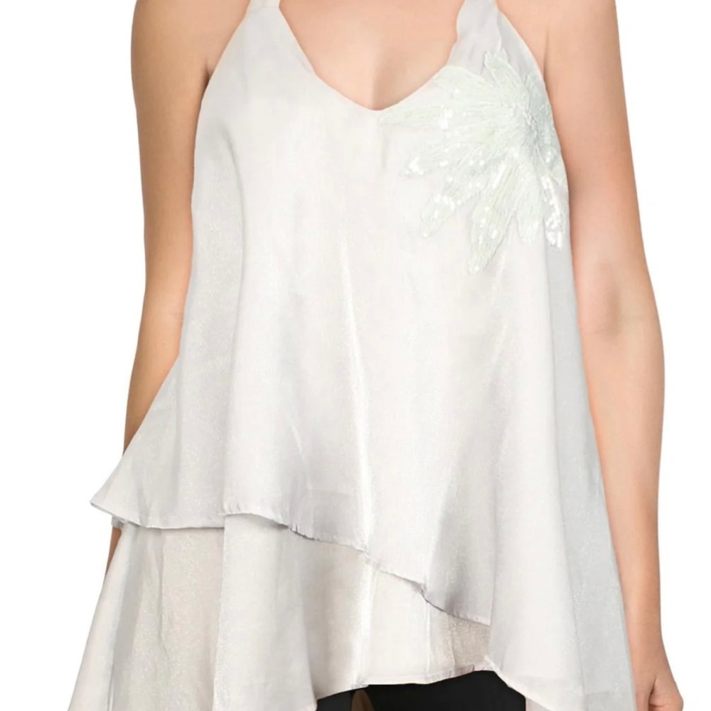 Beulah Womens Sequined Shimmer Halter Top